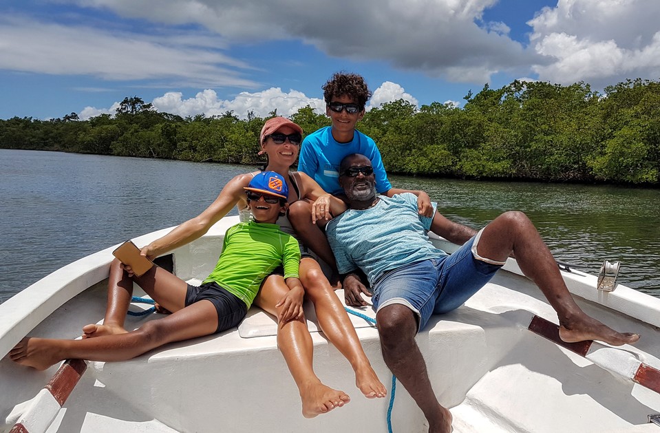 Family fishing in mangrove