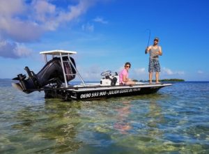 Boat fishing in french west indies